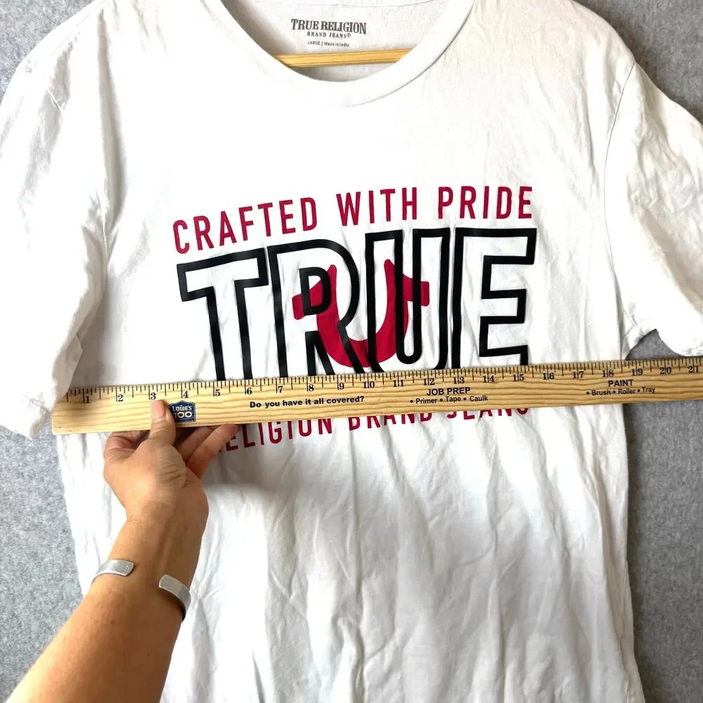 True Religion graphic logo men's crewneck t-shirt White Casual Cotton Streetwear
